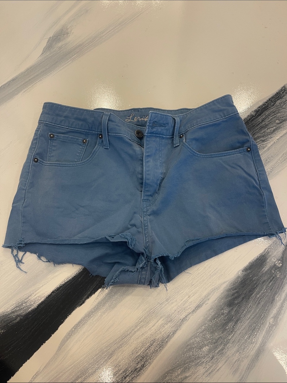 Levi's Women's Washed Blue Denim Cutoff Shorts